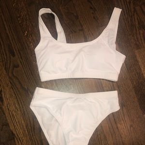 High Waisted white bikini